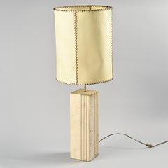 Travertine and parchment lamp, Italy, circa 1970