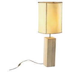 Travertine and parchment lamp, Italy, circa 1970