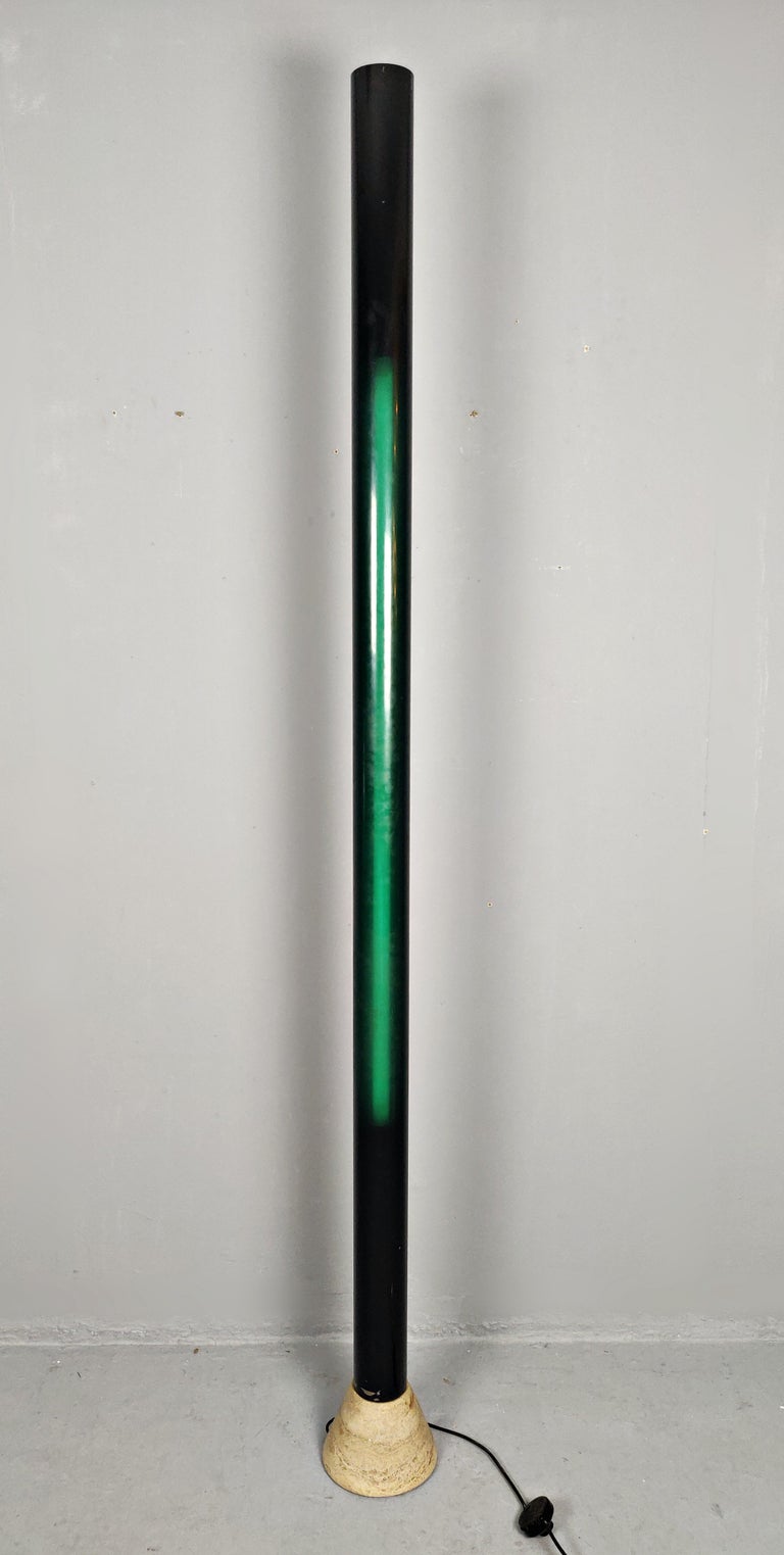 Travertine and Plexiglass Italian Floor Lamp, 1970s For Sale at 1stDibs