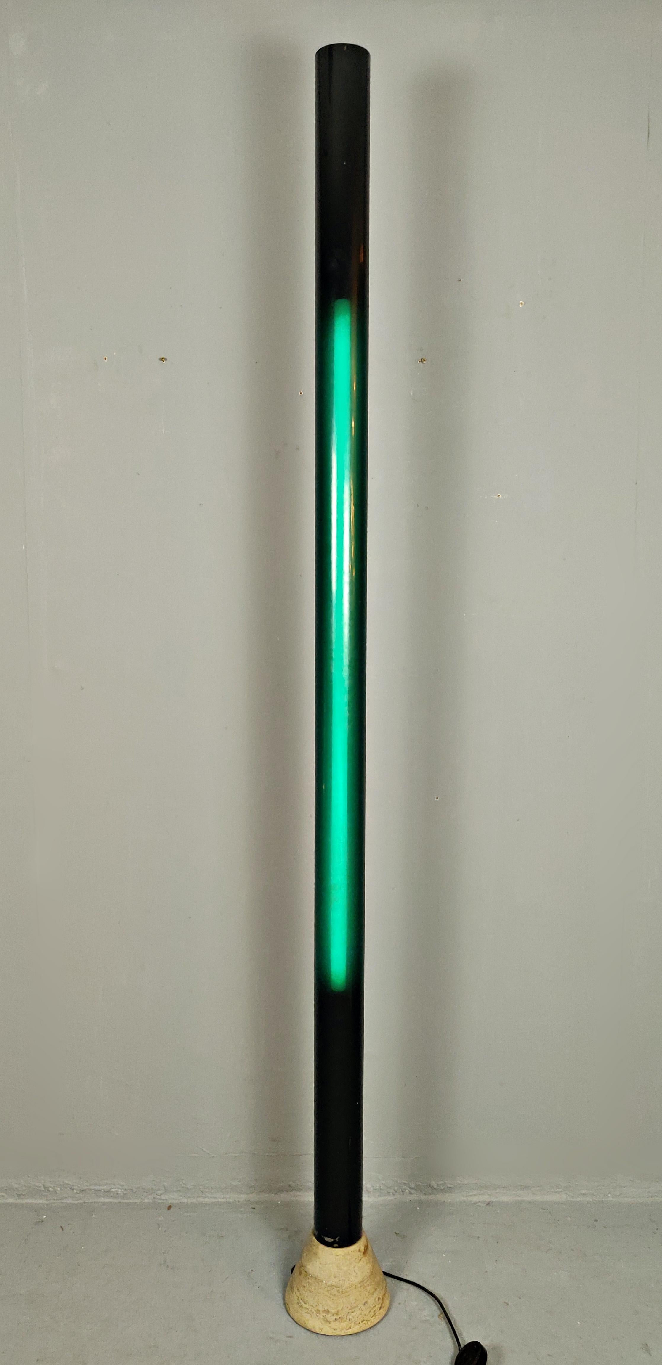 Travertine and Plexiglass Italian Floor Lamp, 1970s 2
