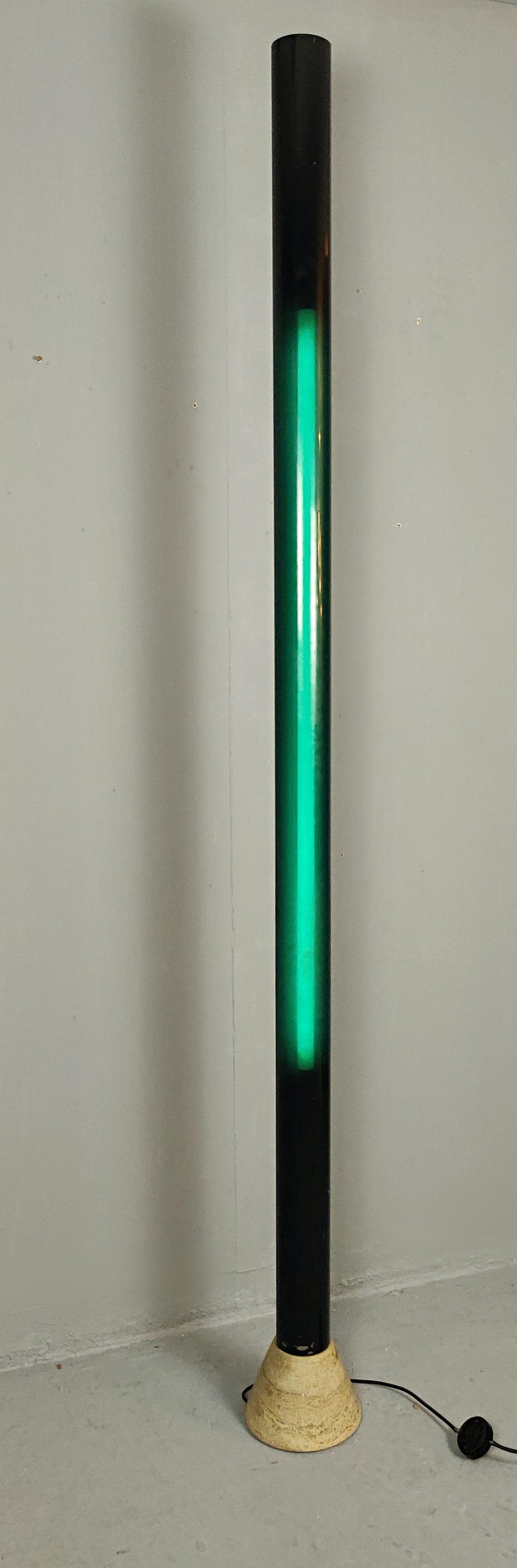 Travertine and Plexiglass Italian Floor Lamp, 1970s For Sale at 1stDibs