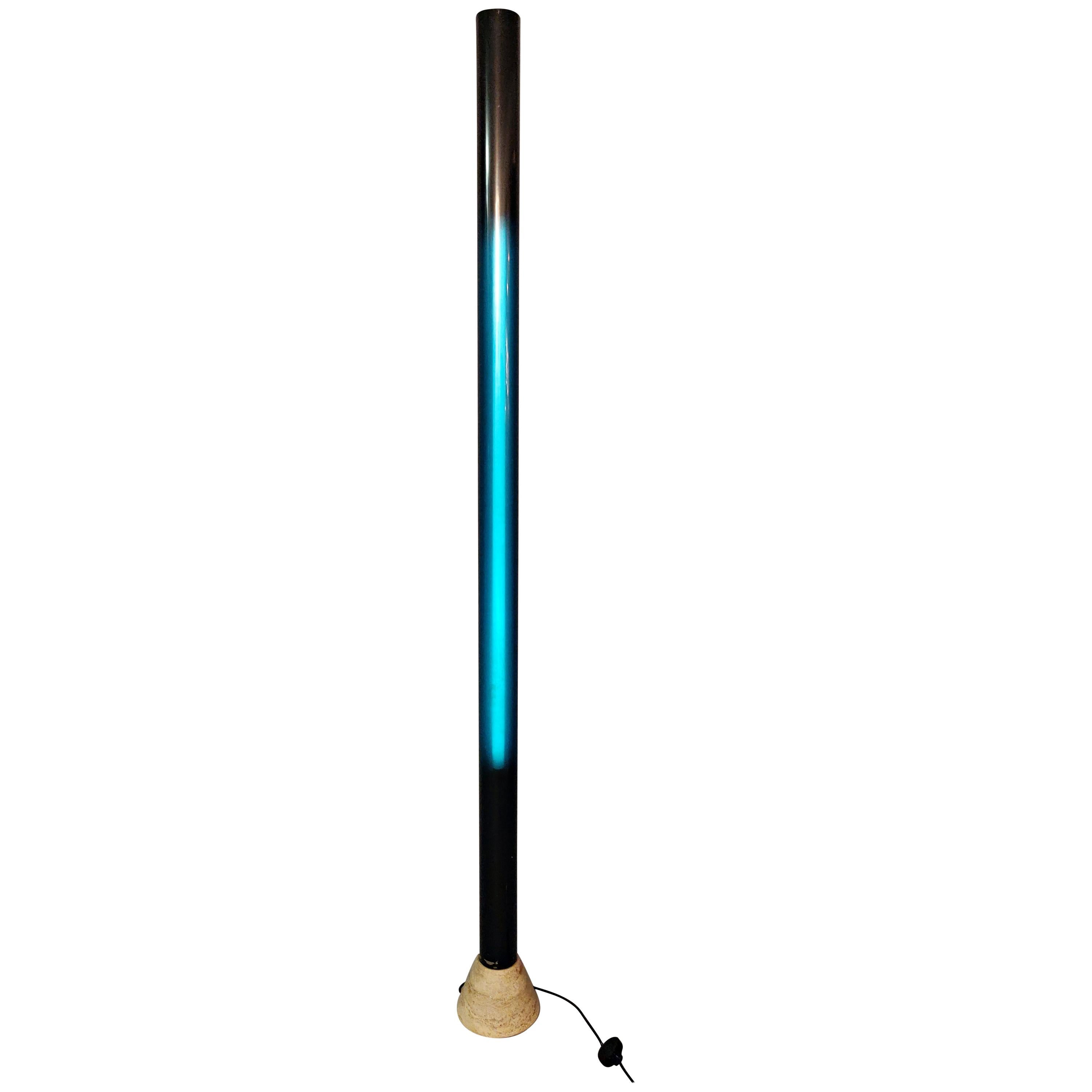 Travertine and Plexiglass Italian Floor Lamp, 1970s