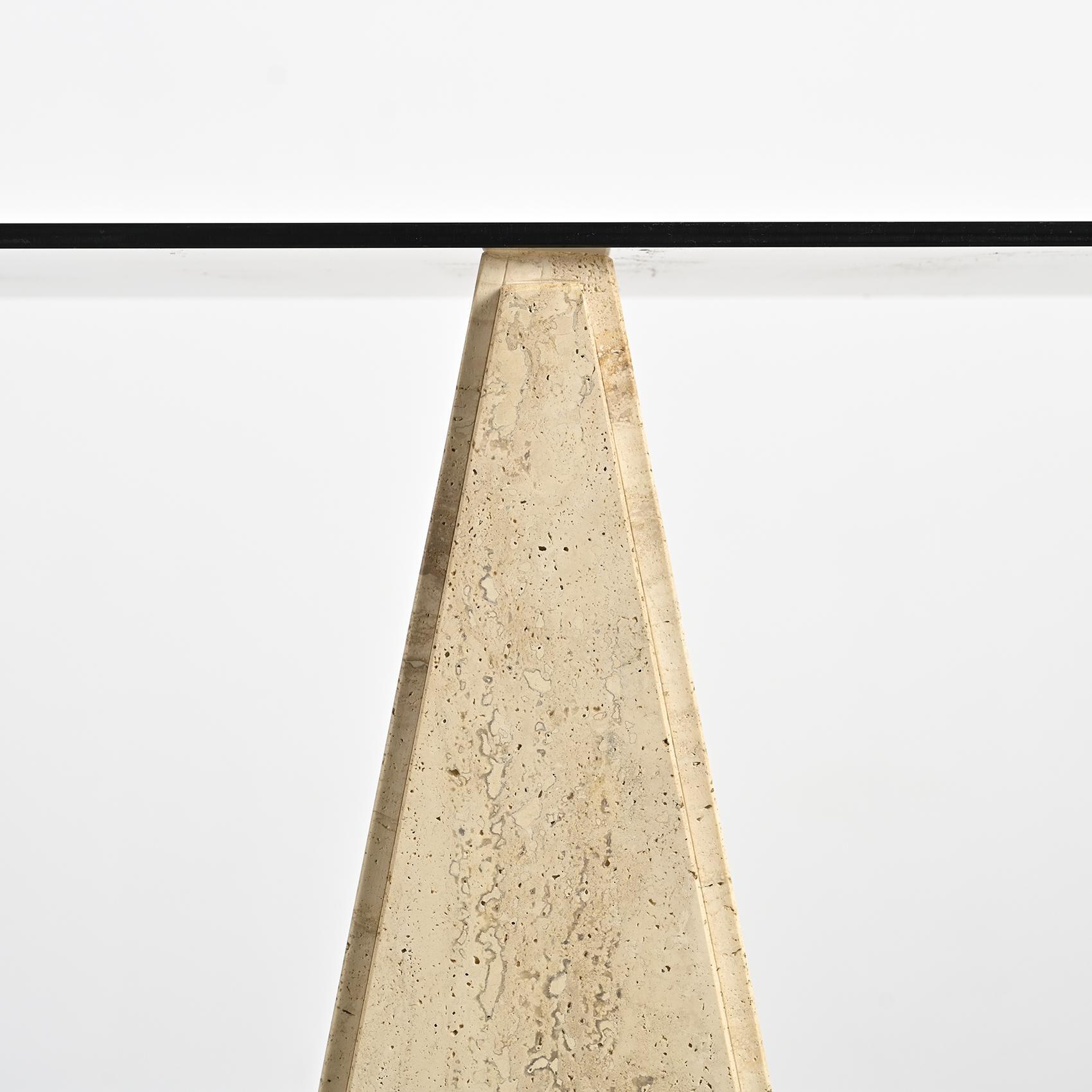 Italian Travertine and Smoked Glass Bookshelf, Italy, circa 1970