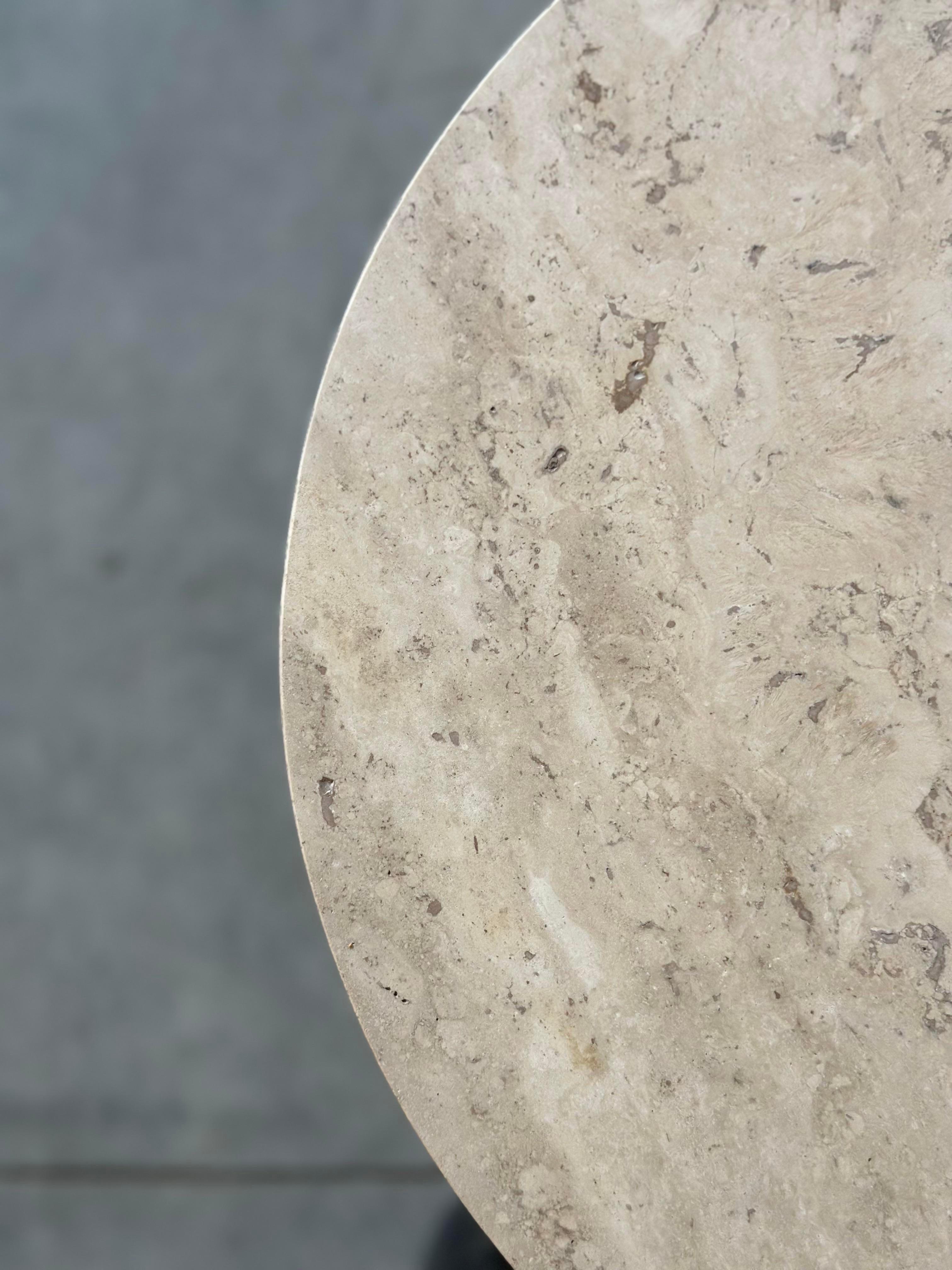 20th Century Travertine and Tessellated Marble Accent Tables - a Pair