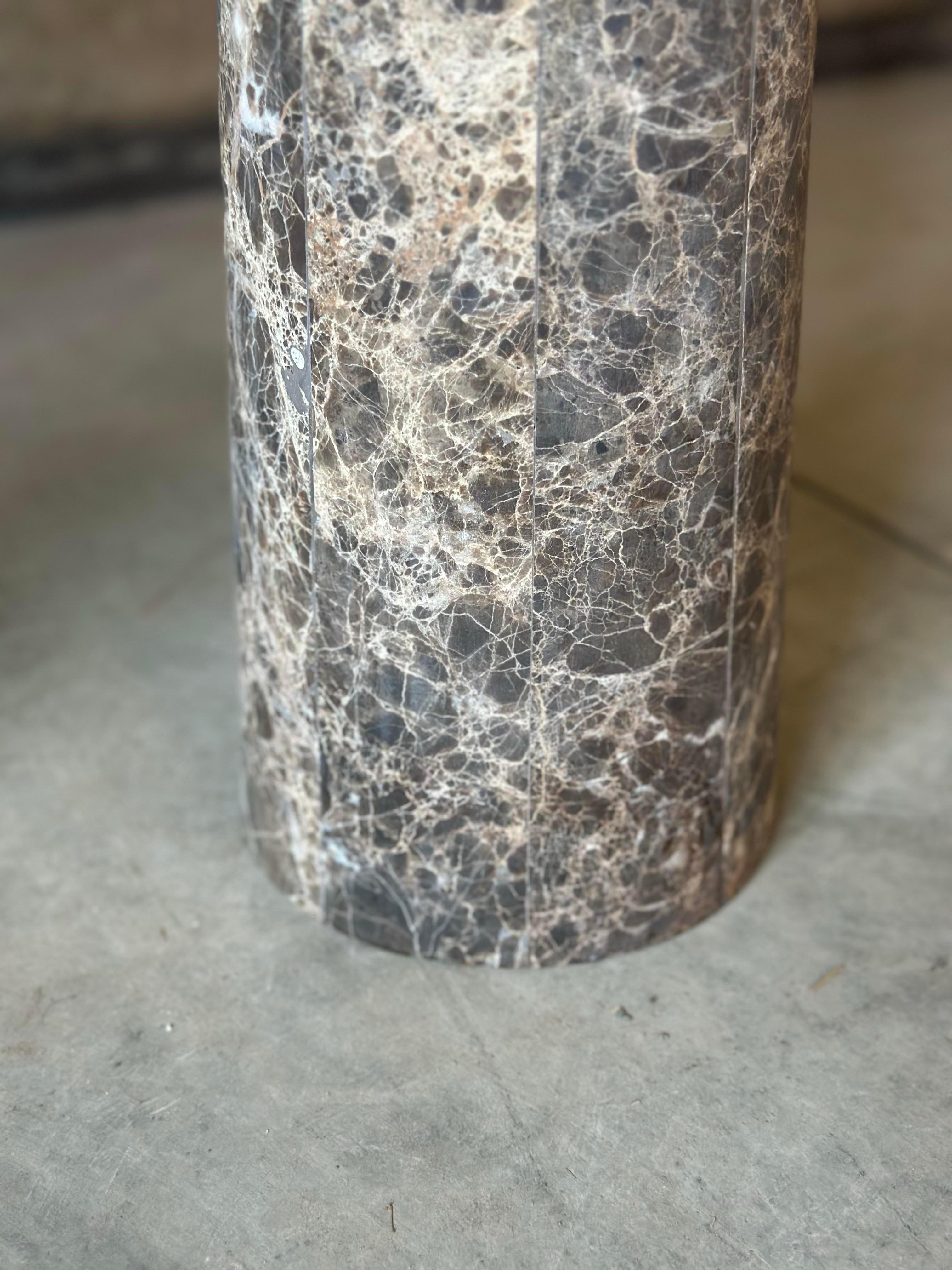 Travertine and Tessellated Marble Accent Tables - a Pair 2