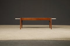 Travertine and Walnut Coffee Table by Gordon Furniture, c 1950s, Refinished