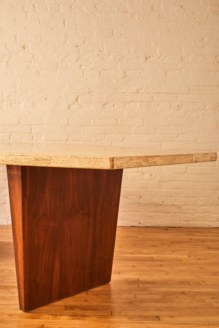 Travertine and Walnut Mid Century Dining Table at 1stDibs