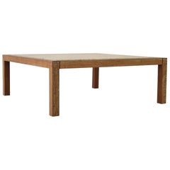 Travertine and Wenge Coffee Table from Belgium, 1950s