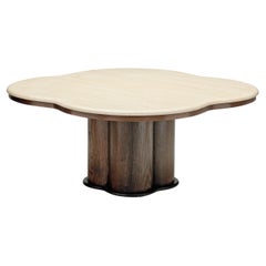 Table basse en travertin et Wood Wood, France 1970