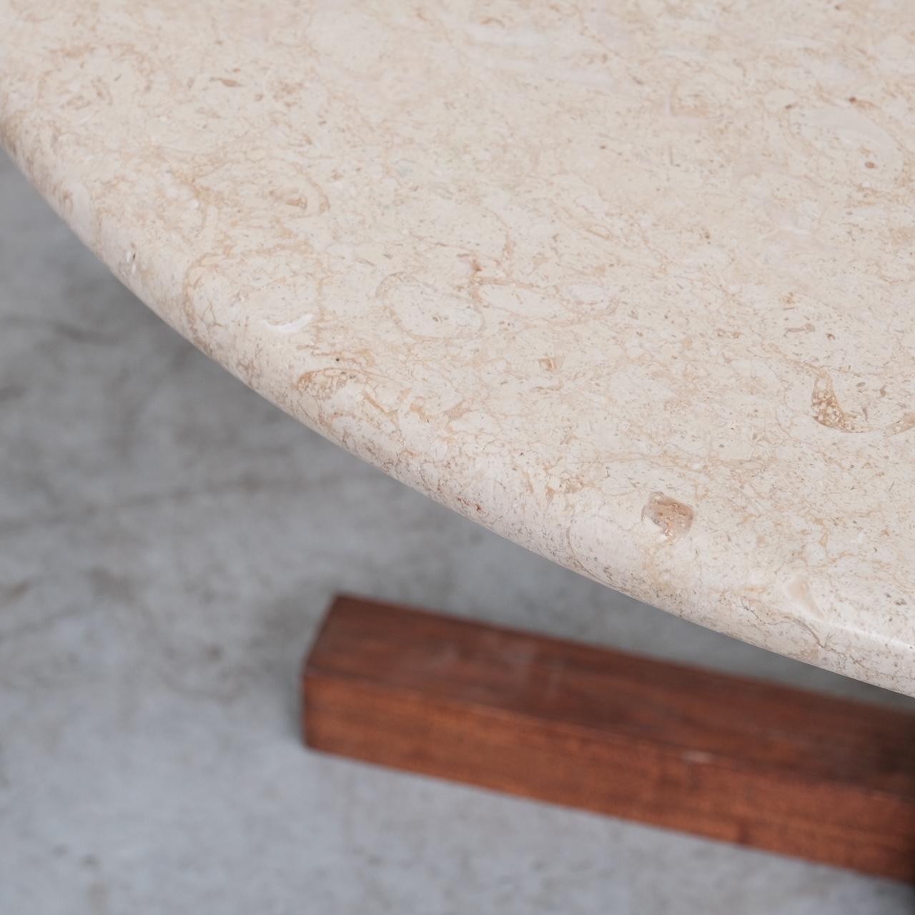 20th Century Travertine and Wooden Italian Mid-Century Dining Table