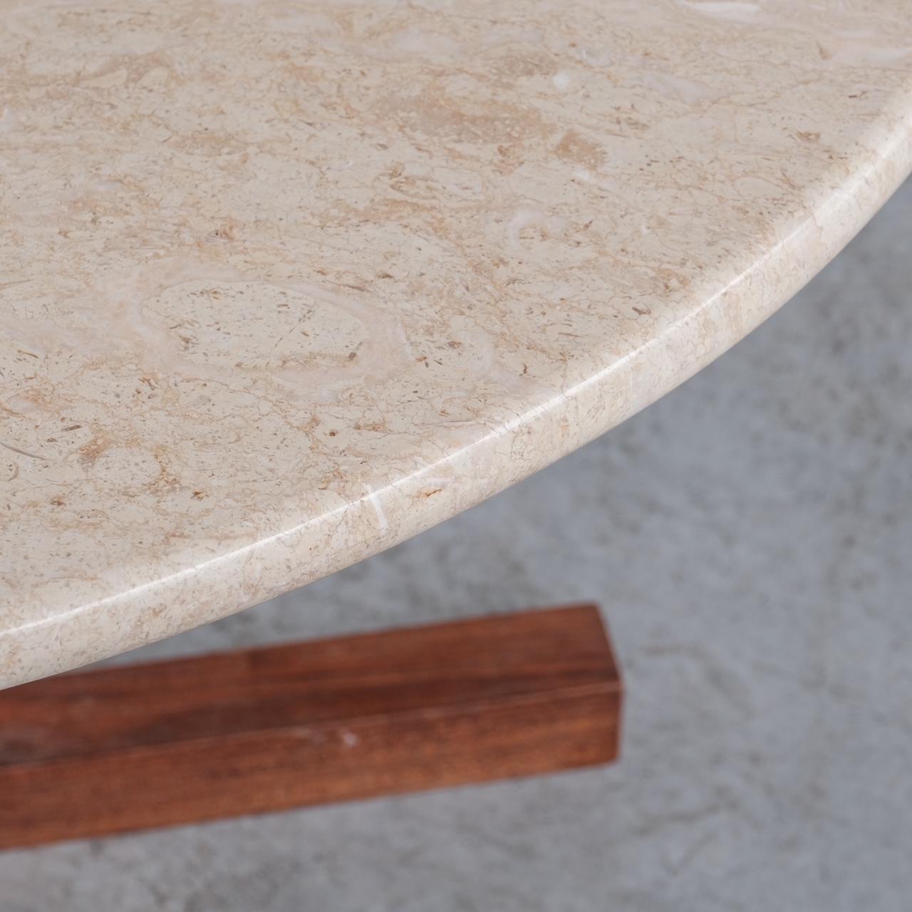 Travertine and Wooden Italian Mid-Century Dining Table 1