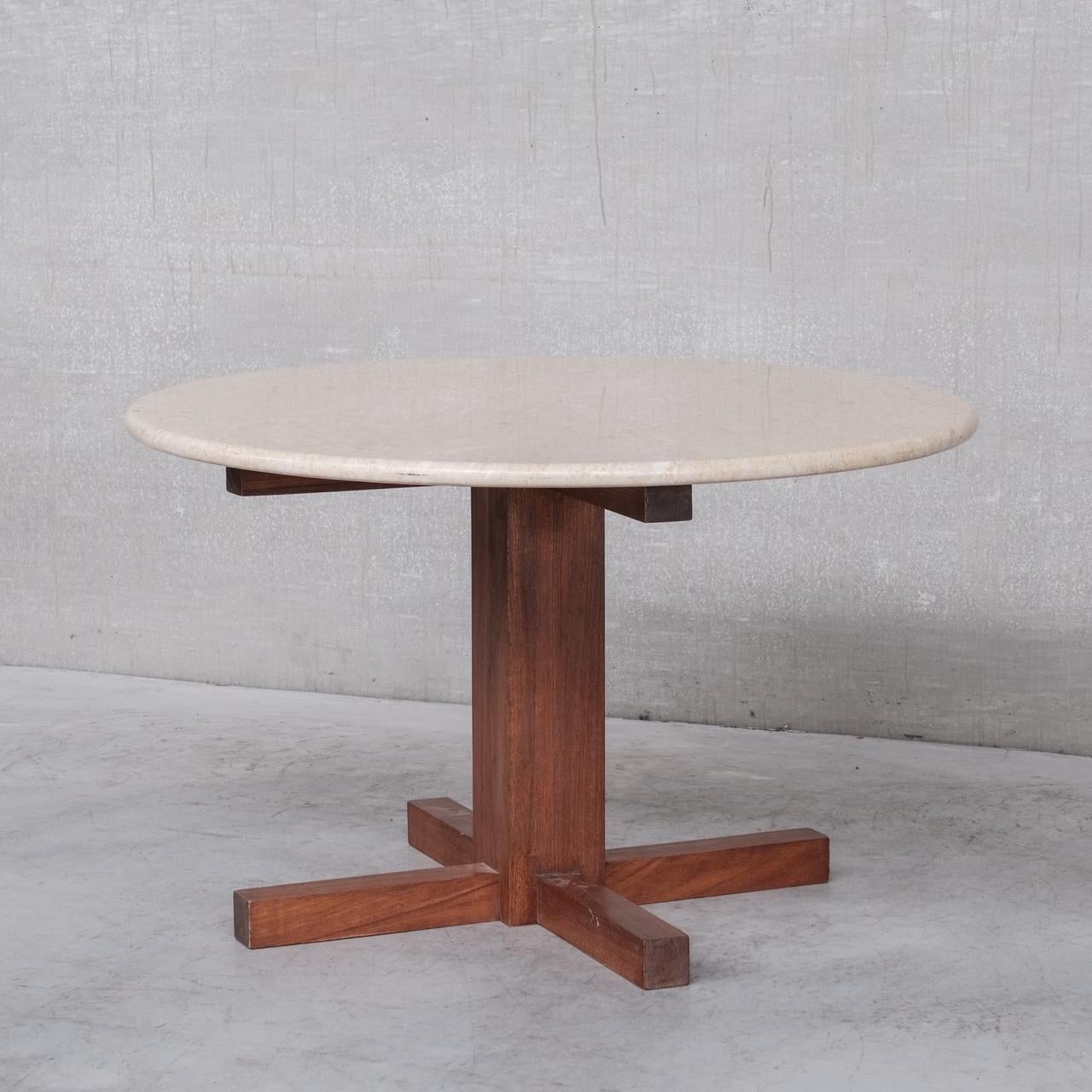 Travertine and Wooden Italian Mid-Century Dining Table 2