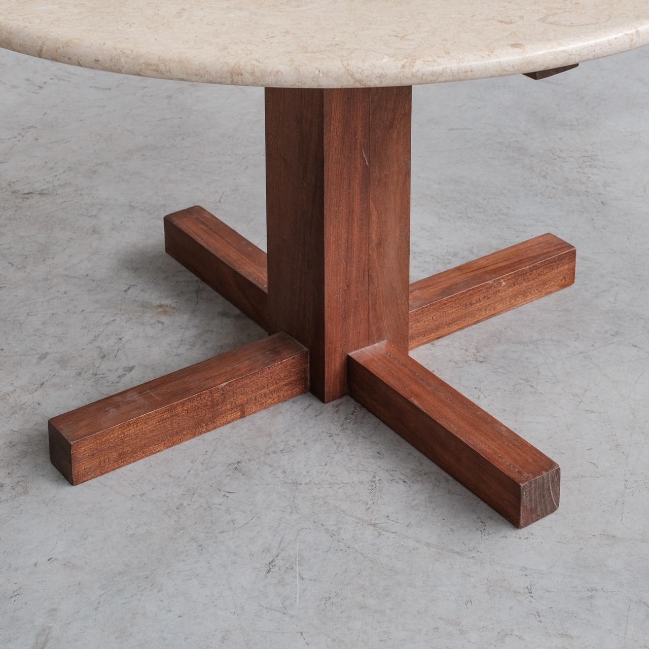 Travertine and Wooden Italian Mid-Century Dining Table 4