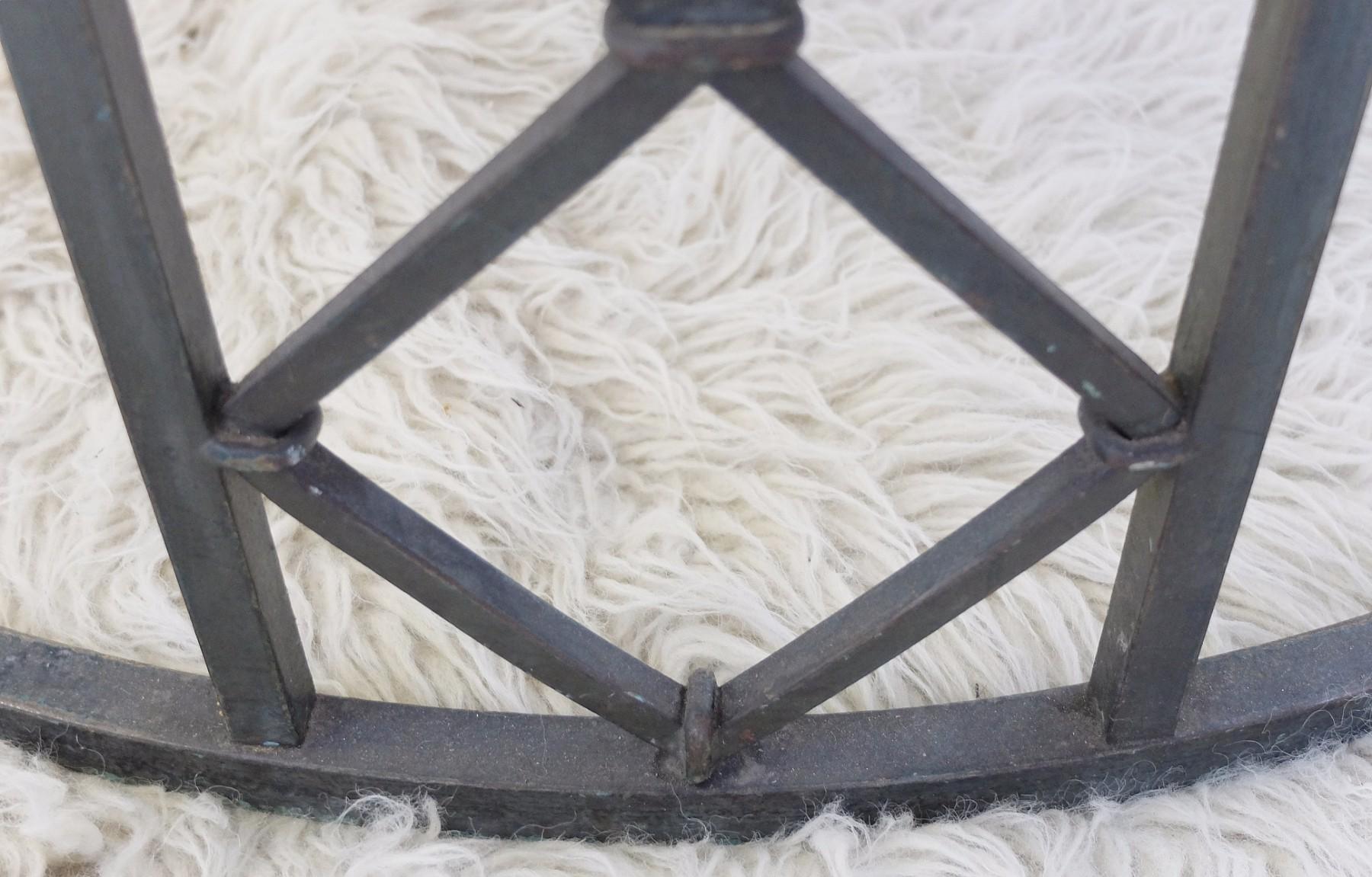 Mid-20th Century Travertine and Wrought Iron Circular Coffee Table, 1940s