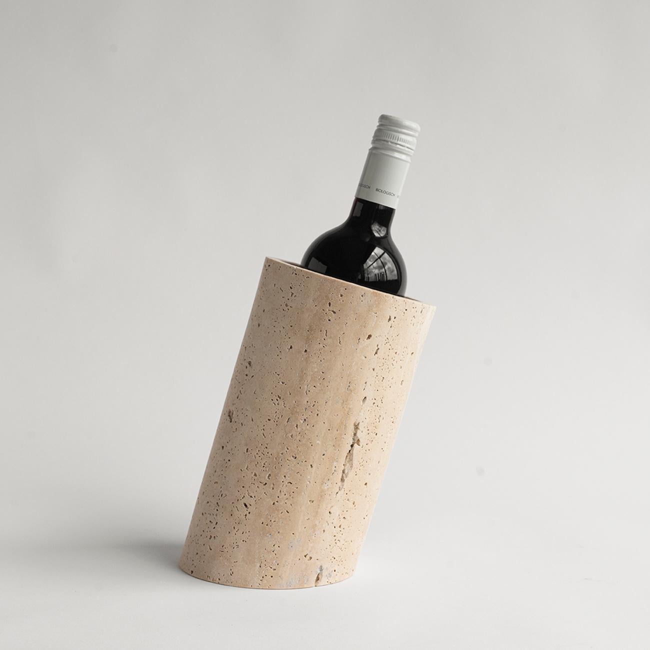 Modern Travertine Angled Wine Cooler