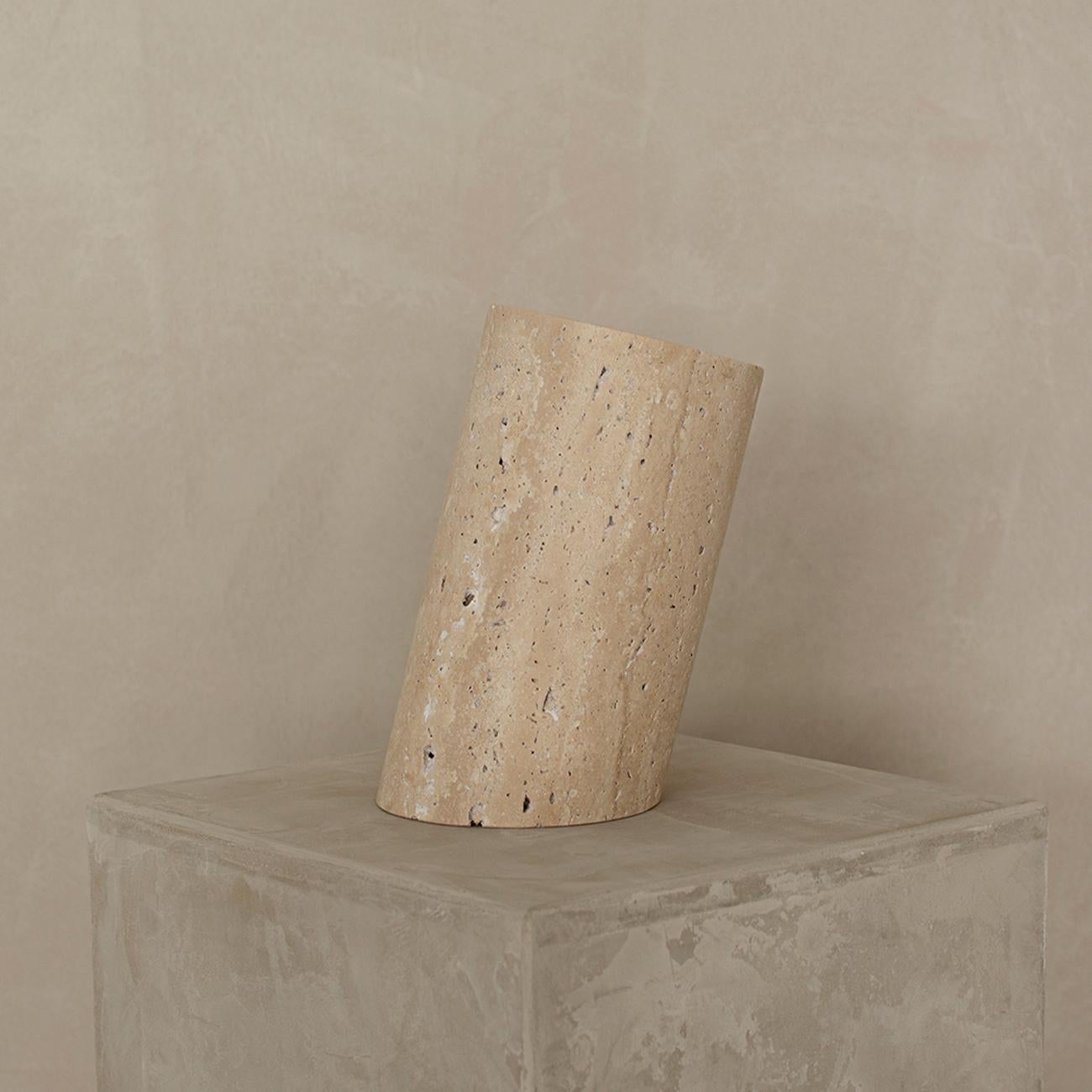 Hand-Crafted Travertine Angled Wine Cooler