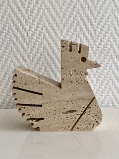 Travertine Animal Sculpture, Card, Letter Holder by Fratelli Mannelli, 1970s