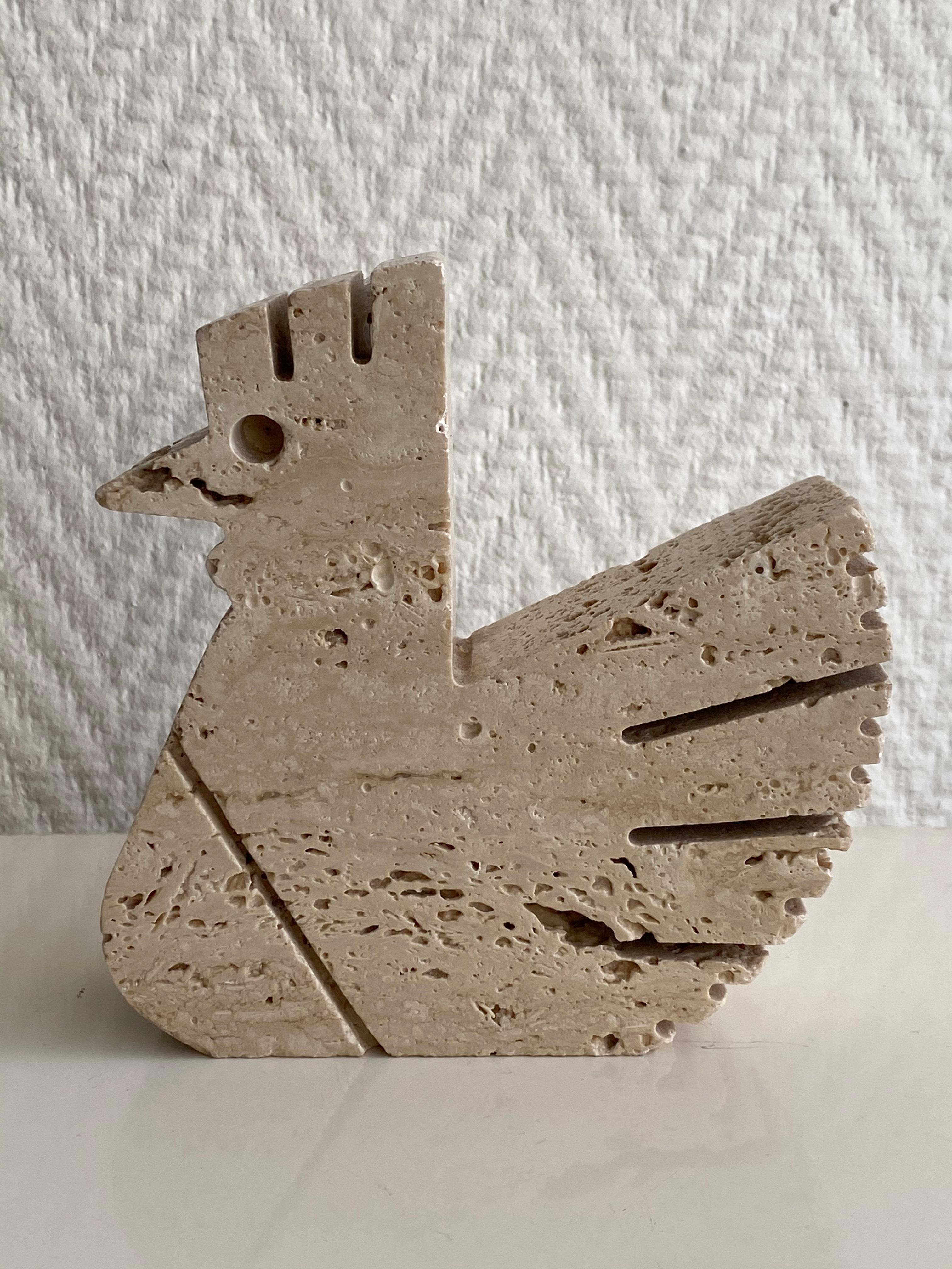 Travertine Animal Sculpture, Card, Letter Holder by Fratelli Mannelli, 1970s In Good Condition For Sale In Schagen, NL