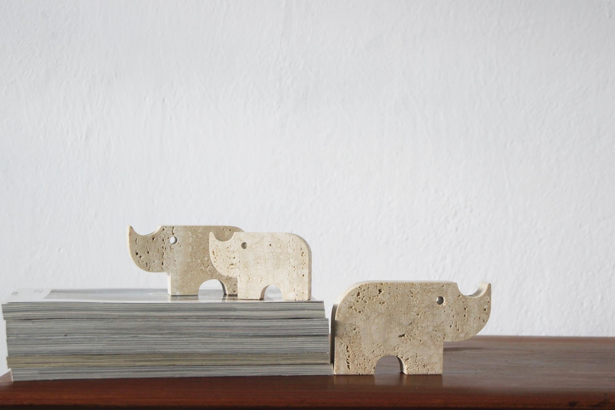 Sculture di animali in travertino dei Fratelli Mannelli, 1970, set di 3 pezzi In condizioni buone in vendita a KUTNO, PL