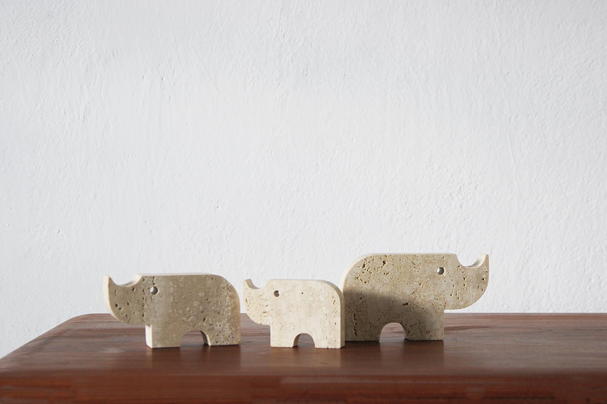 Fine XX secolo Sculture di animali in travertino dei Fratelli Mannelli, 1970, set di 3 pezzi in vendita