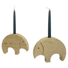Travertine "Anteater" Candlesticks by Enzo Mari for Fratelli Mannelli, 1970s