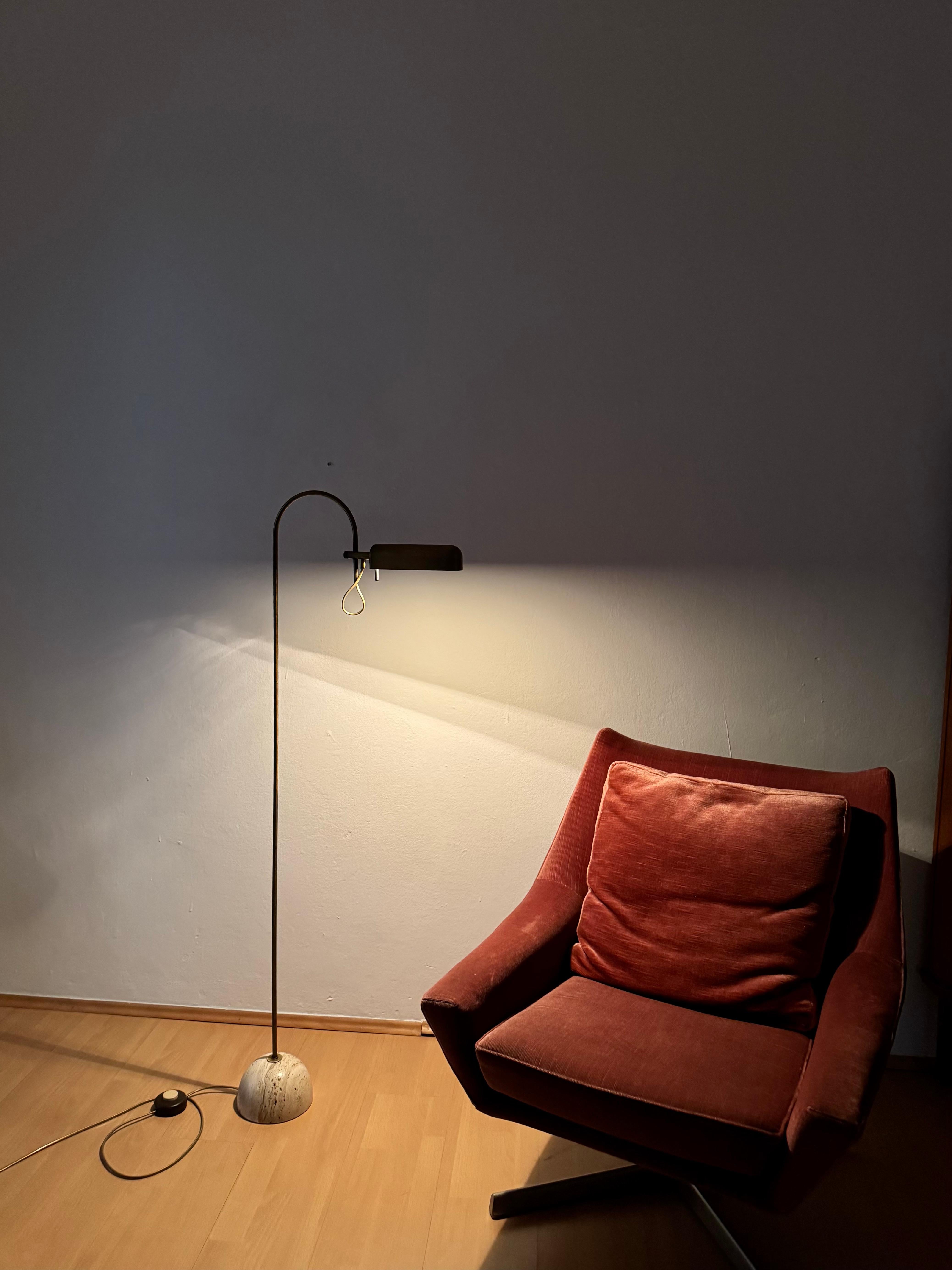 Travertine Arc Floor Lamp For Sale 3