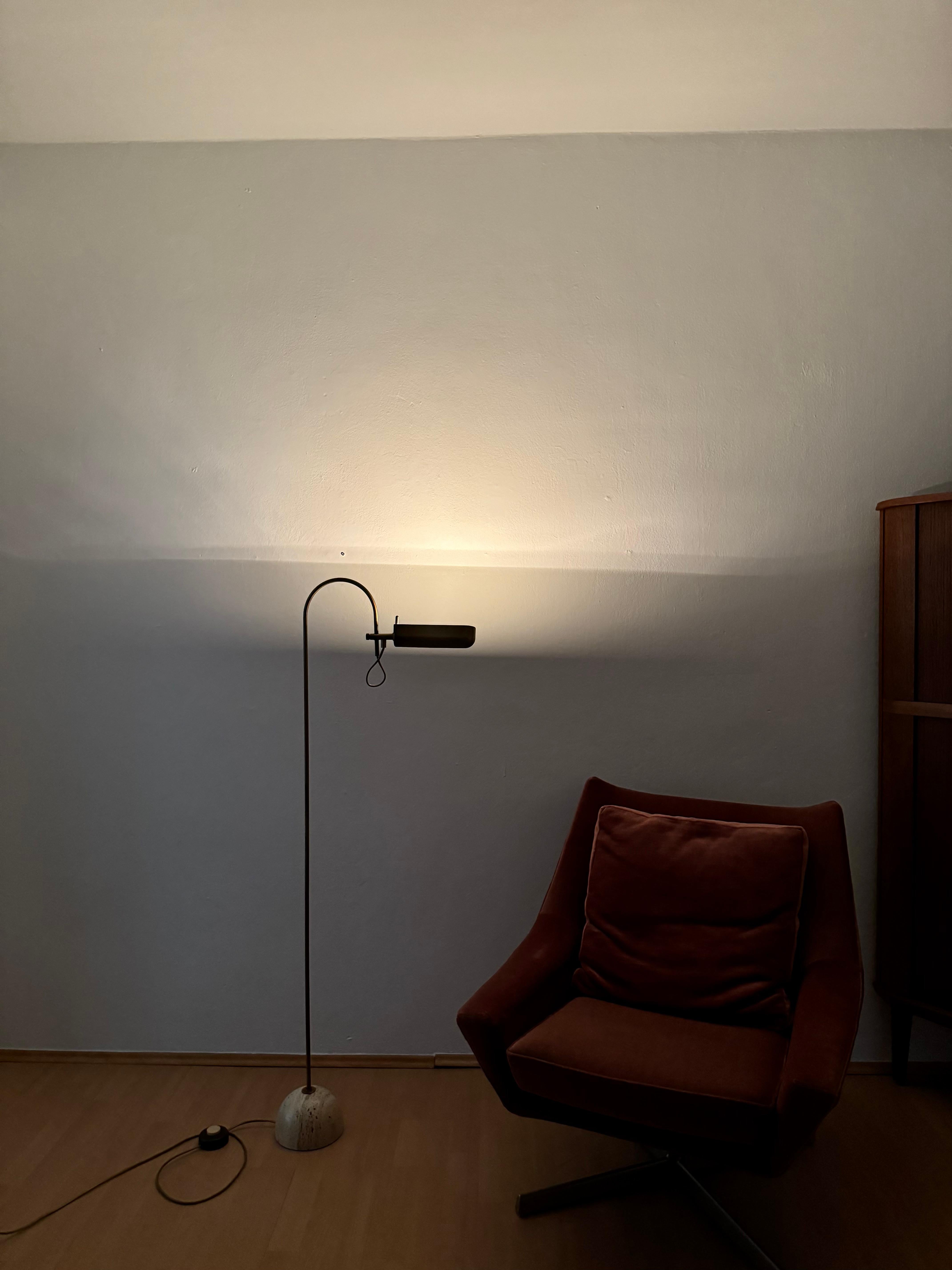 Travertine Arc Floor Lamp For Sale 5