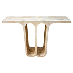 Travertine arch console monobloc sculpture, Circa 1980