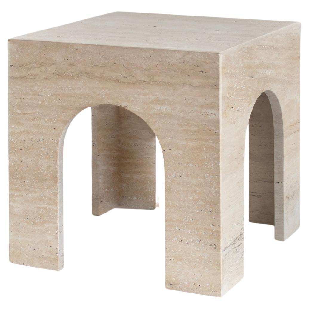 Travertine Arch Side Table For Sale