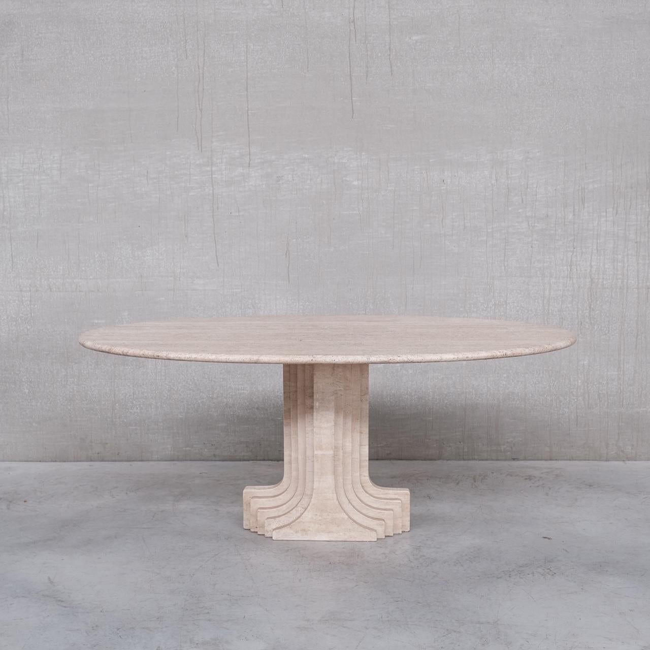 Travertine 'Argo' Dining Table Attr. to Carlo Scarpa In Good Condition In London, GB