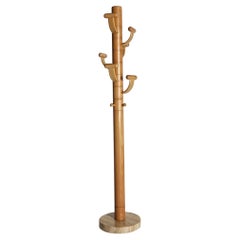 Porte-manteaux en travertin et bois de frêne d'Ettore Sottsass, 1970
