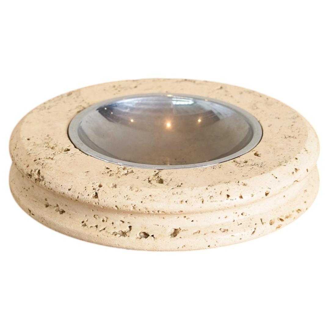 Travertine Ashtray attrributed to Enzo Mari for Fratelli Mannelli