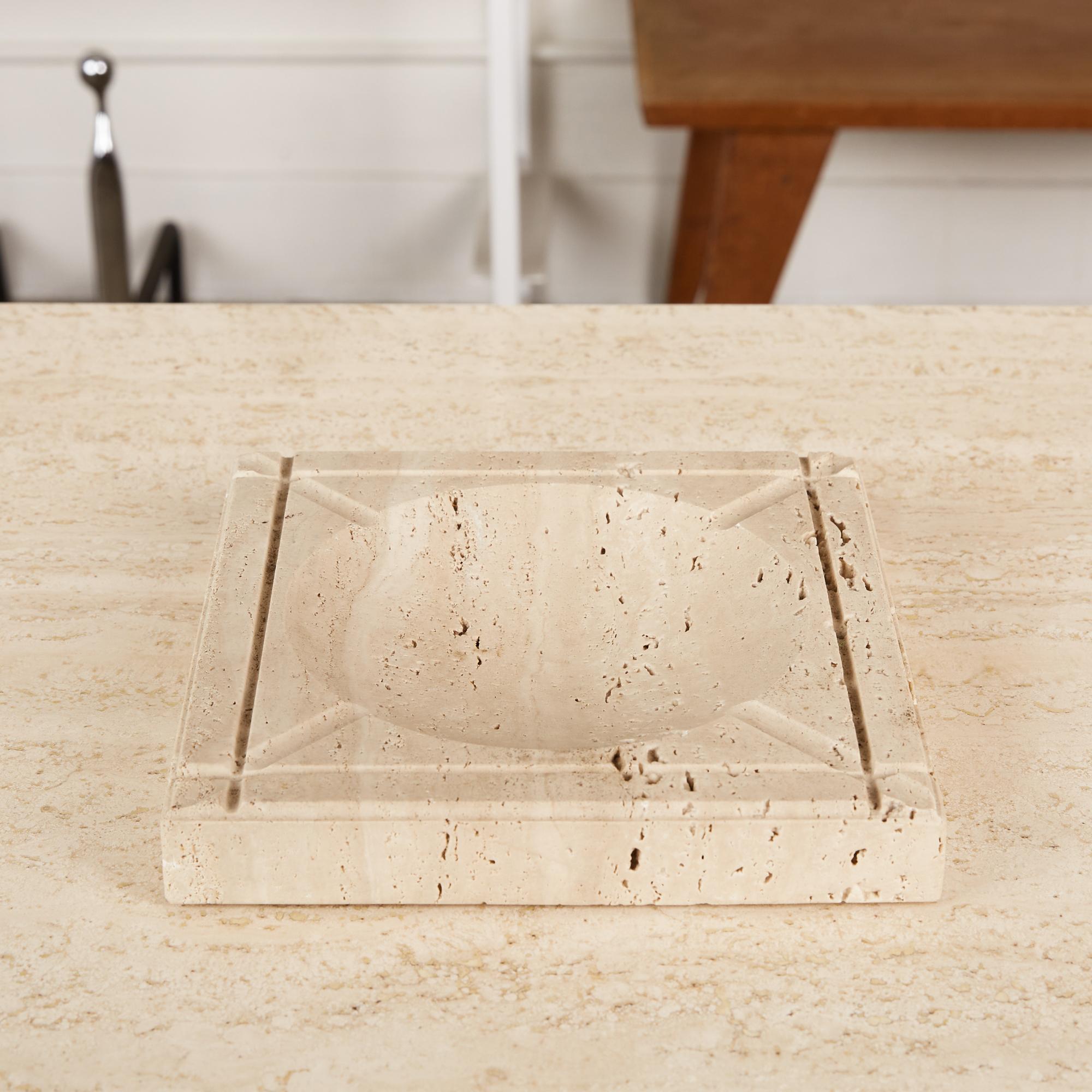 Postmodern Italian Travertine Ashtray In Excellent Condition In Los Angeles, CA