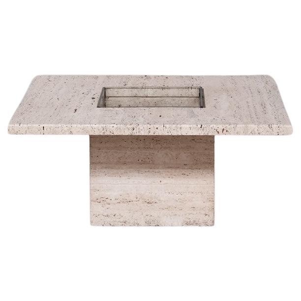 Travertine Belgium Mid-century Coffee Table