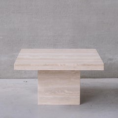 Travertine Belgium Midcentury Square Coffee Table
