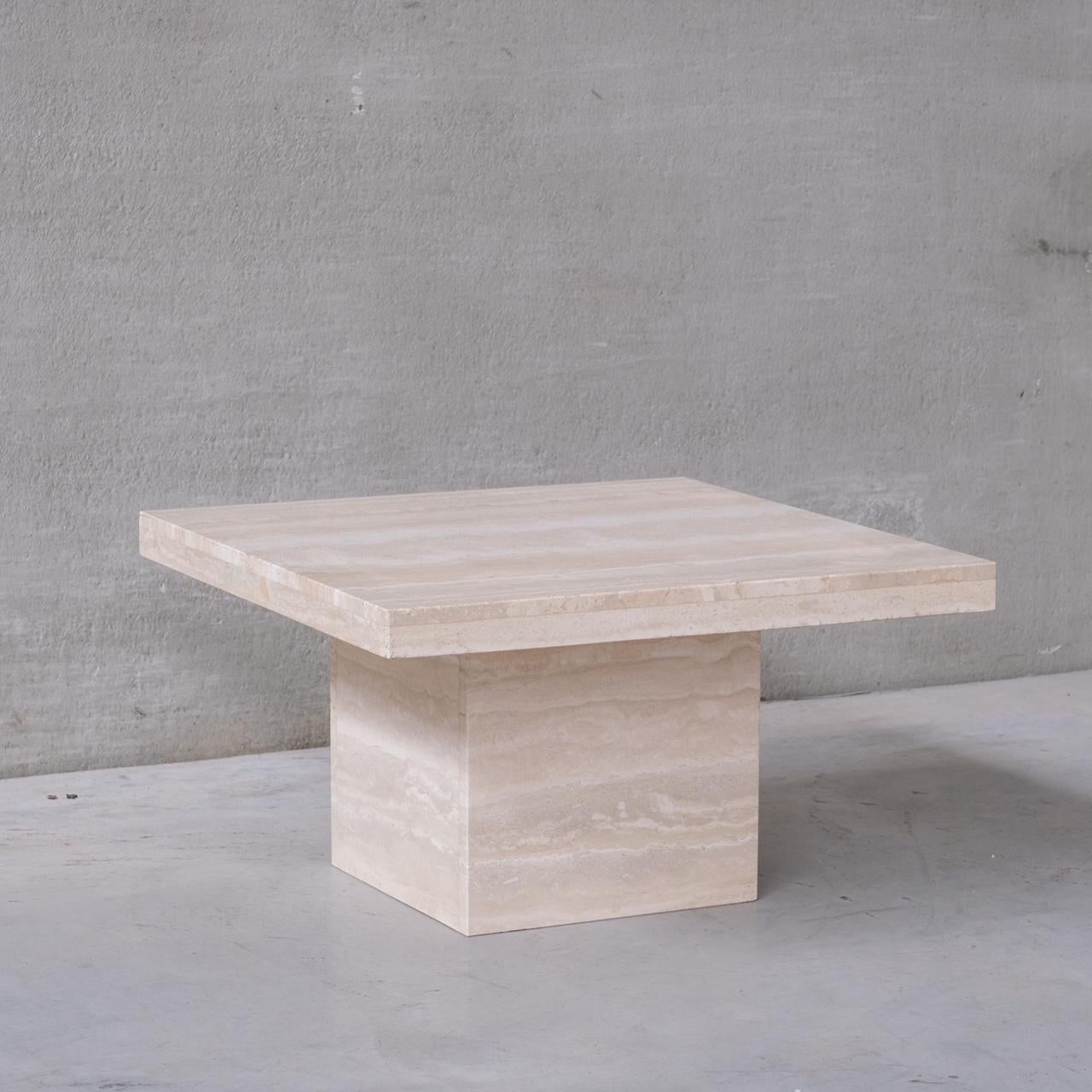 Table basse carrée Travertine Belgium Mid-Century Bon état - En vente à London, GB