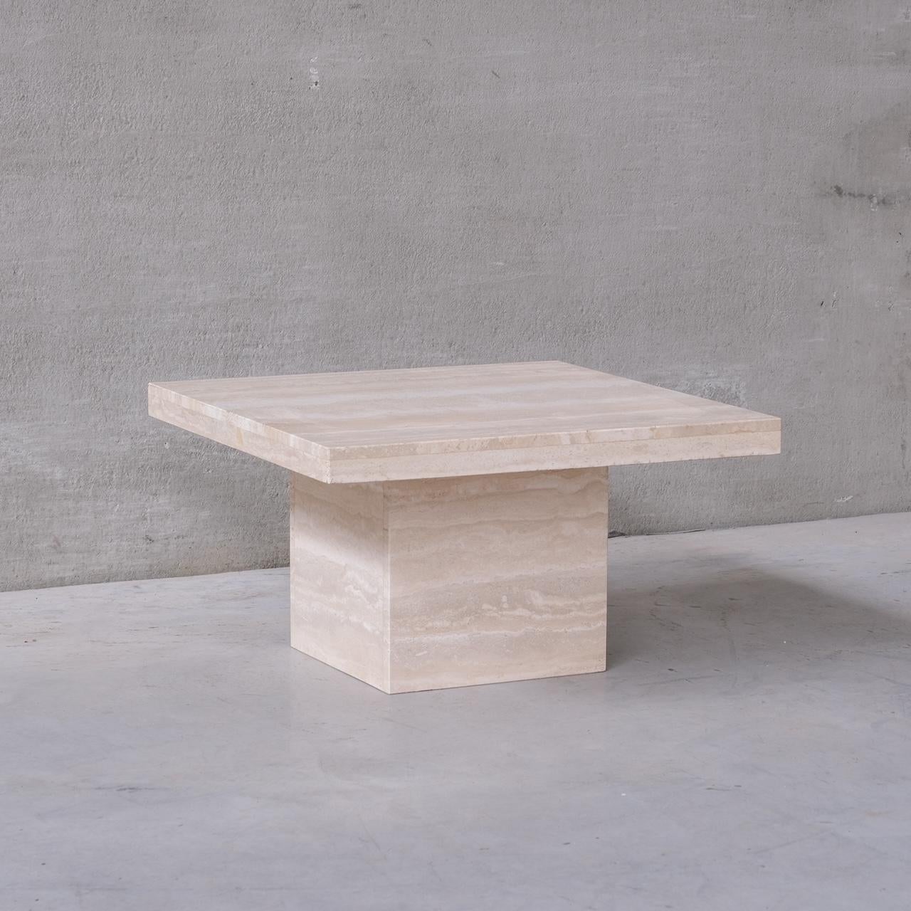 Fin du 20e siècle Table basse carrée Travertine Belgium Mid-Century en vente