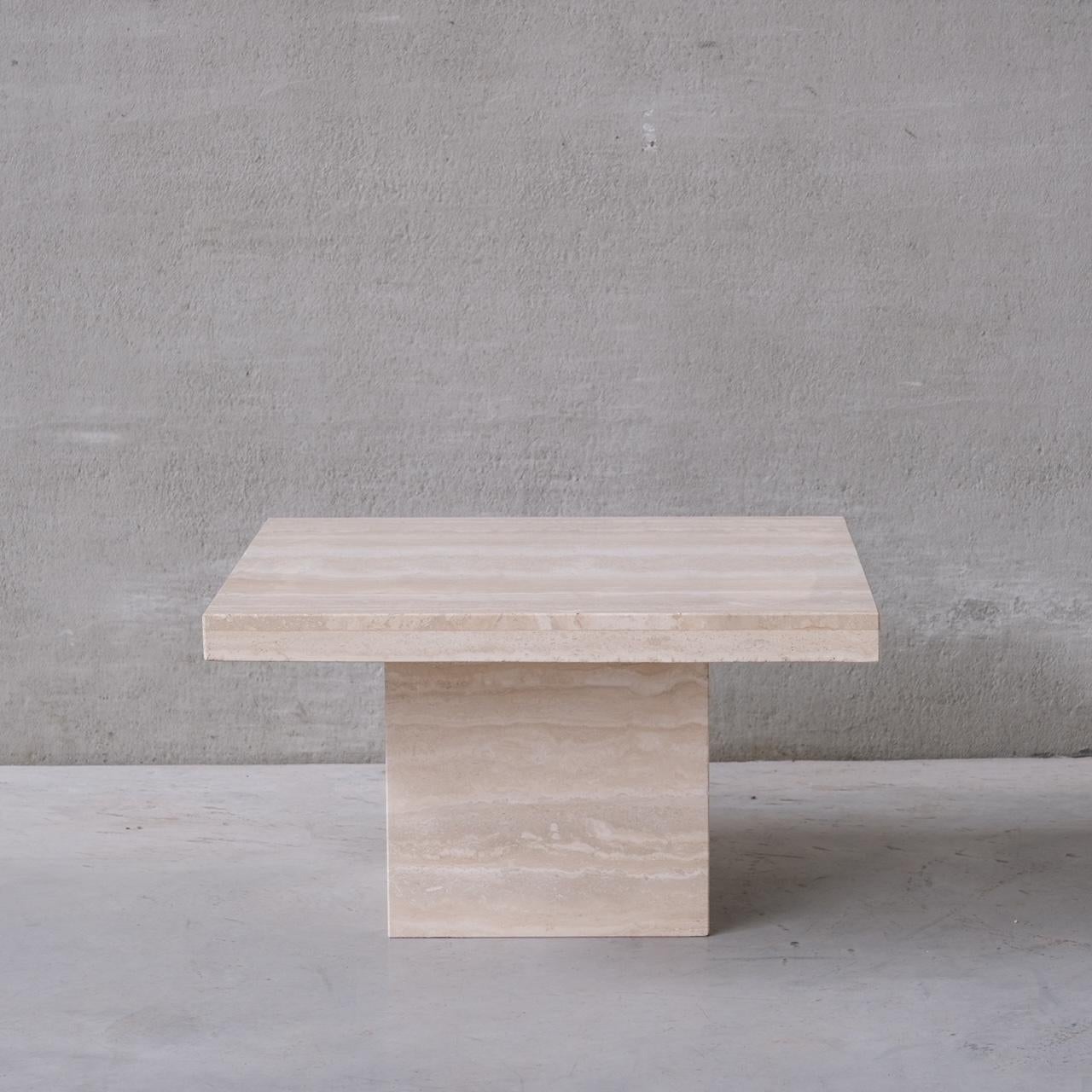 Table basse carrée Travertine Belgium Mid-Century en vente 1