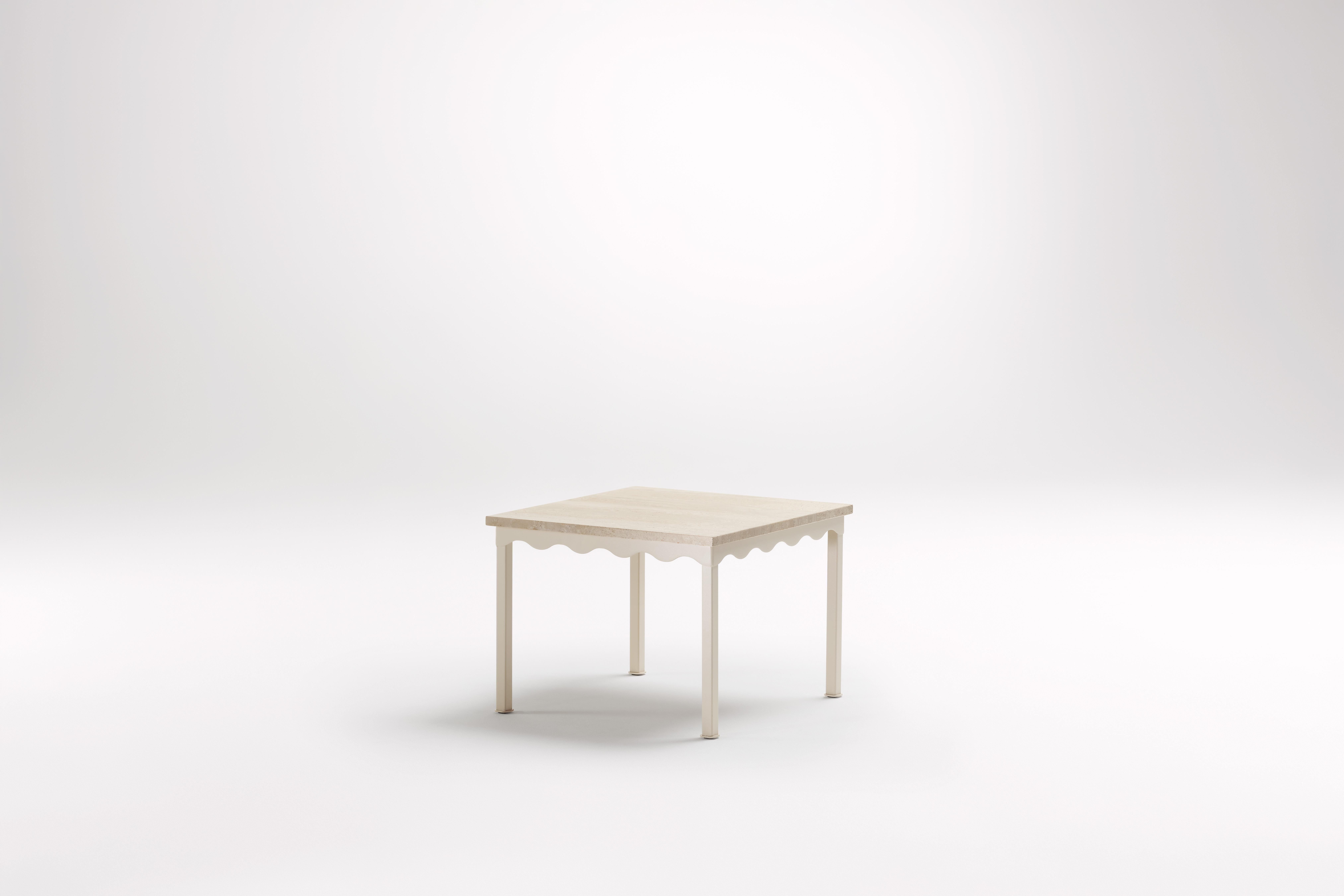 Post-Modern Travertine Bellini Side Table by Coco Flip For Sale