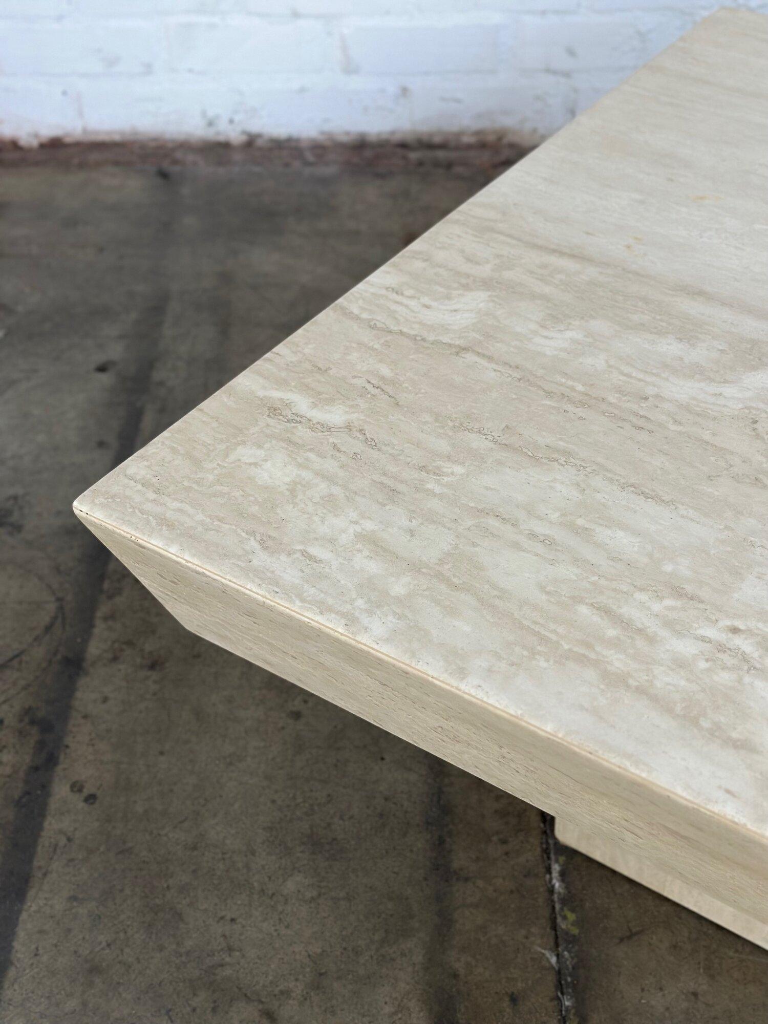 Travertine Beveled Edge Coffee Table For Sale 7