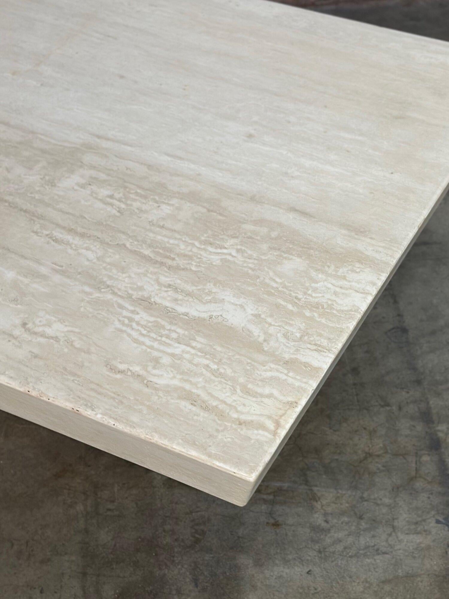 Travertine Beveled Edge Coffee Table For Sale 8
