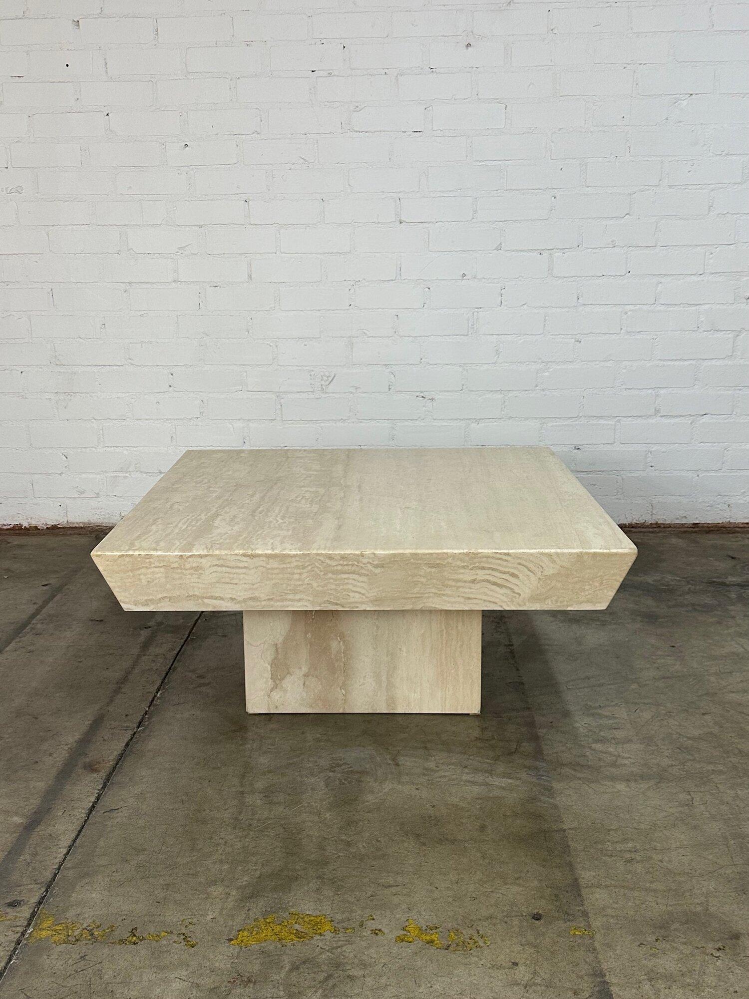 Travertine Beveled Edge Coffee Table For Sale 9
