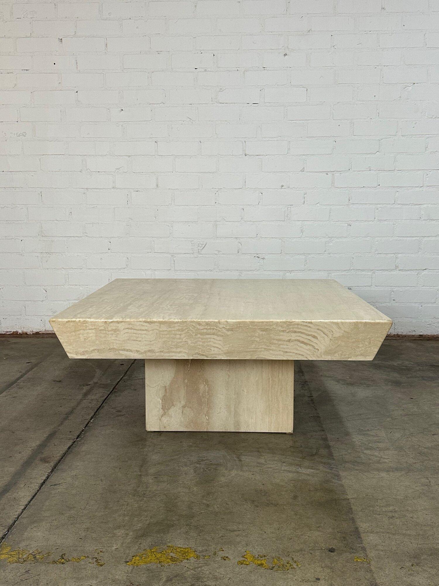 Travertine Beveled Edge Coffee Table For Sale 1