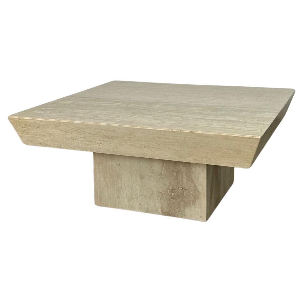 Travertine Beveled Edge Coffee Table For Sale