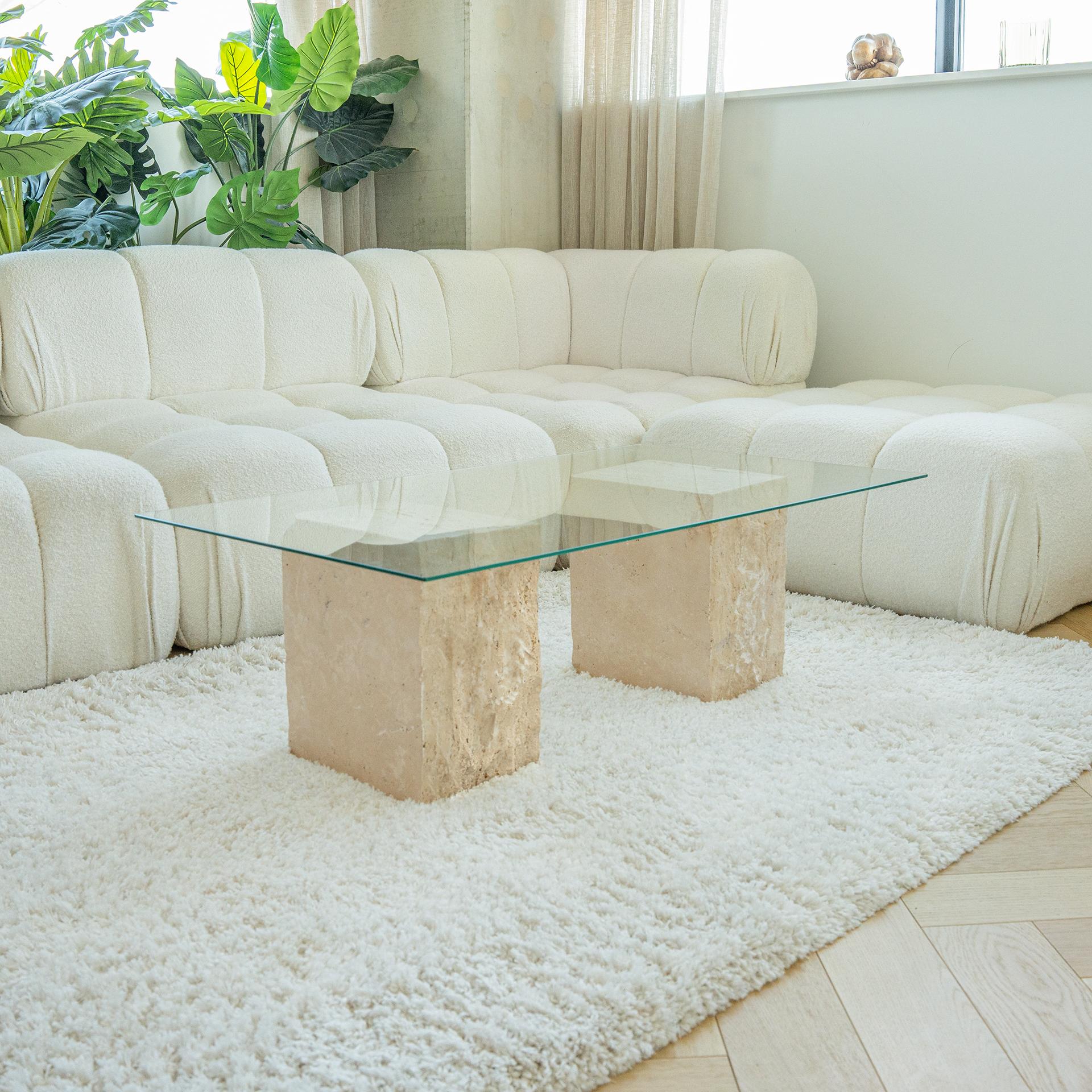 Travertine Block Side Table For Sale 1
