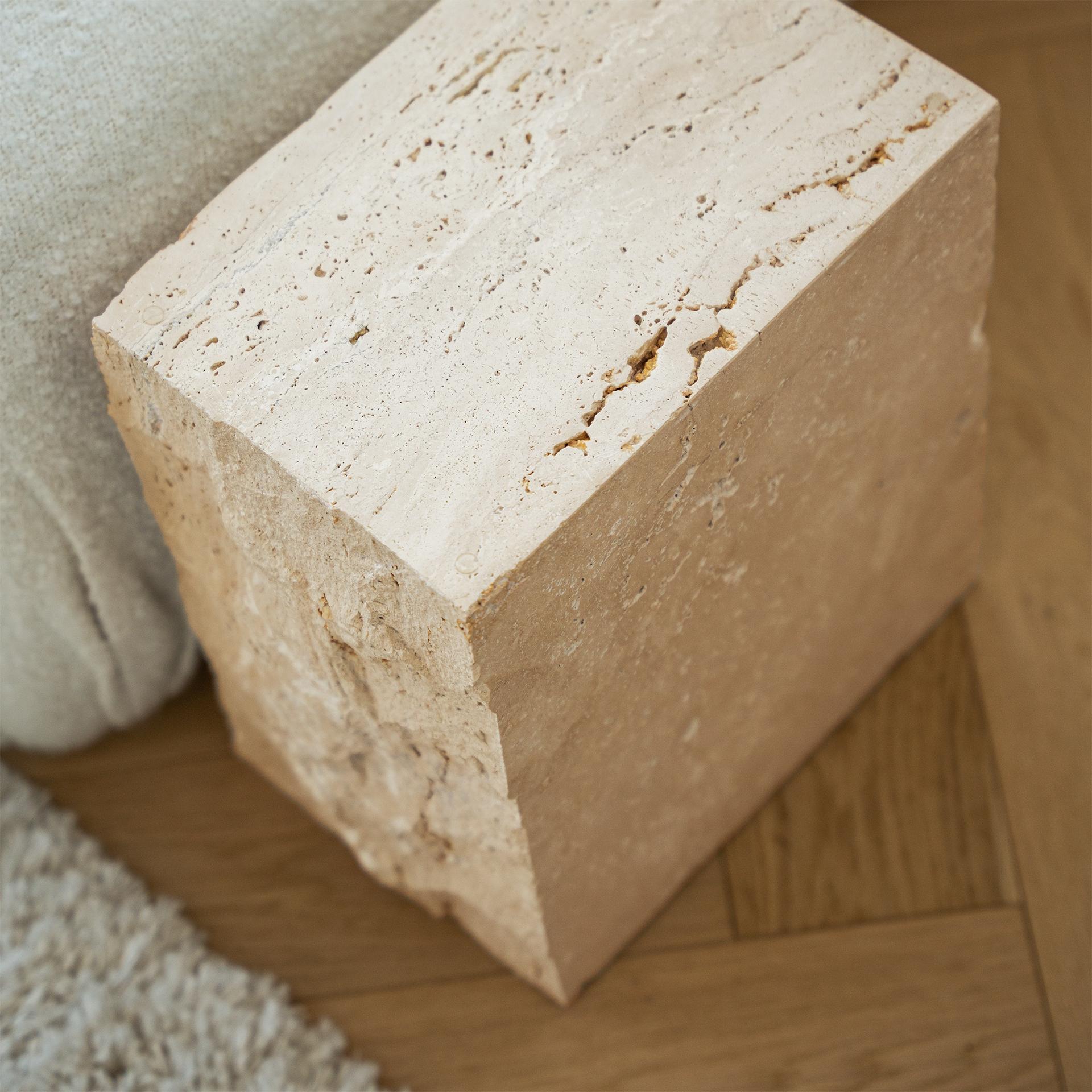Travertine Block Side Table For Sale 2