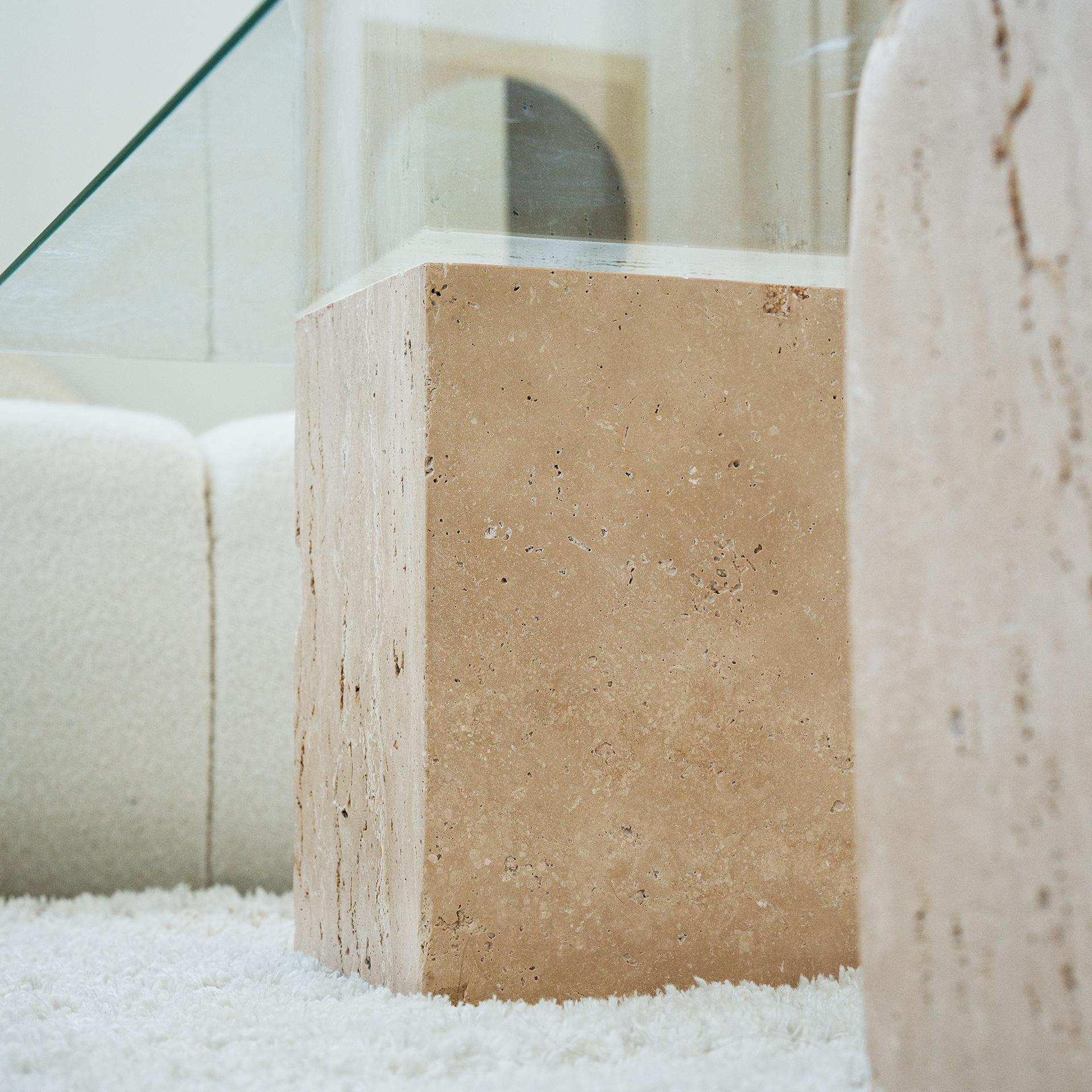 Travertine Block Side Table For Sale 3