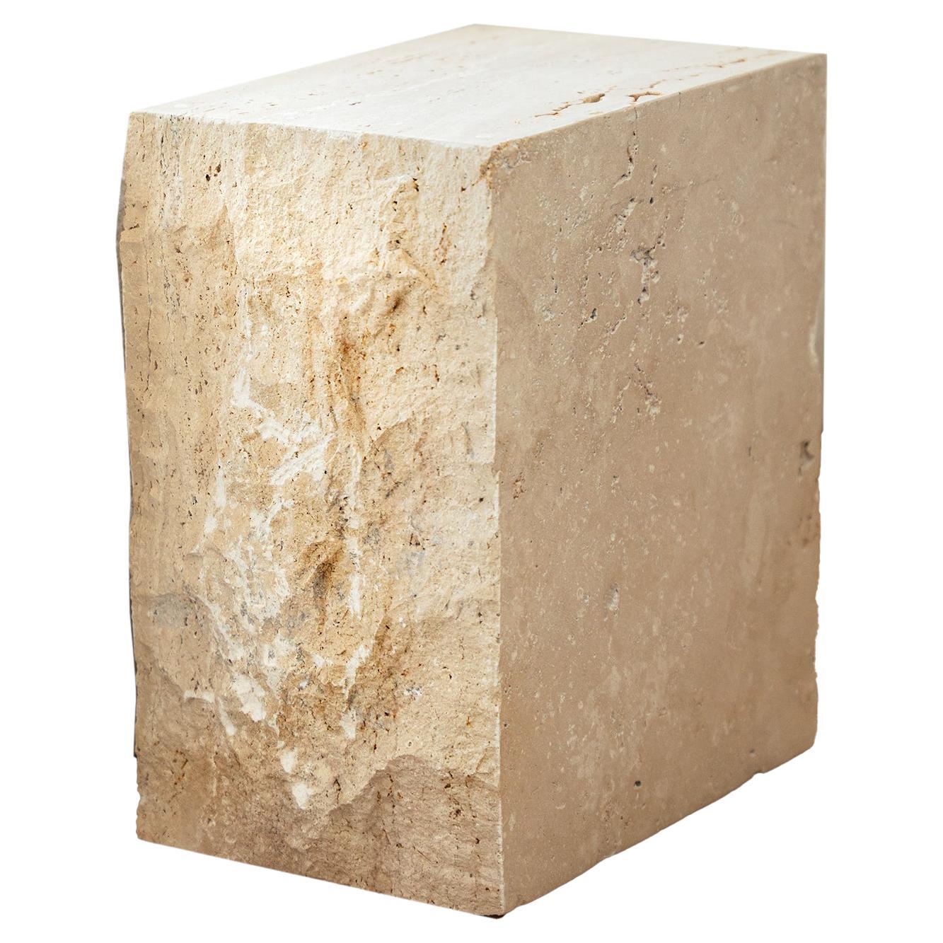 Travertine Block Side Table