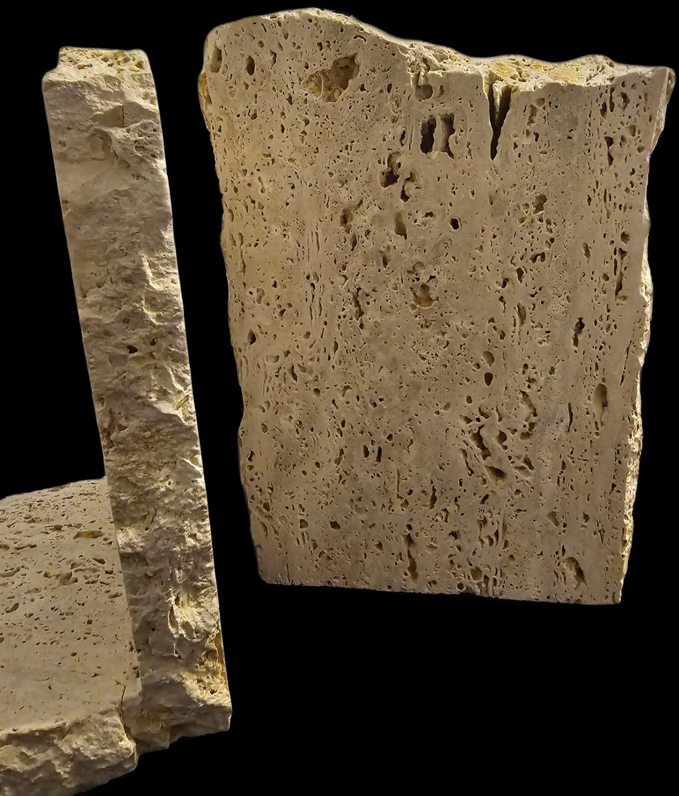 Hand-Crafted Travertine Bookends For Sale