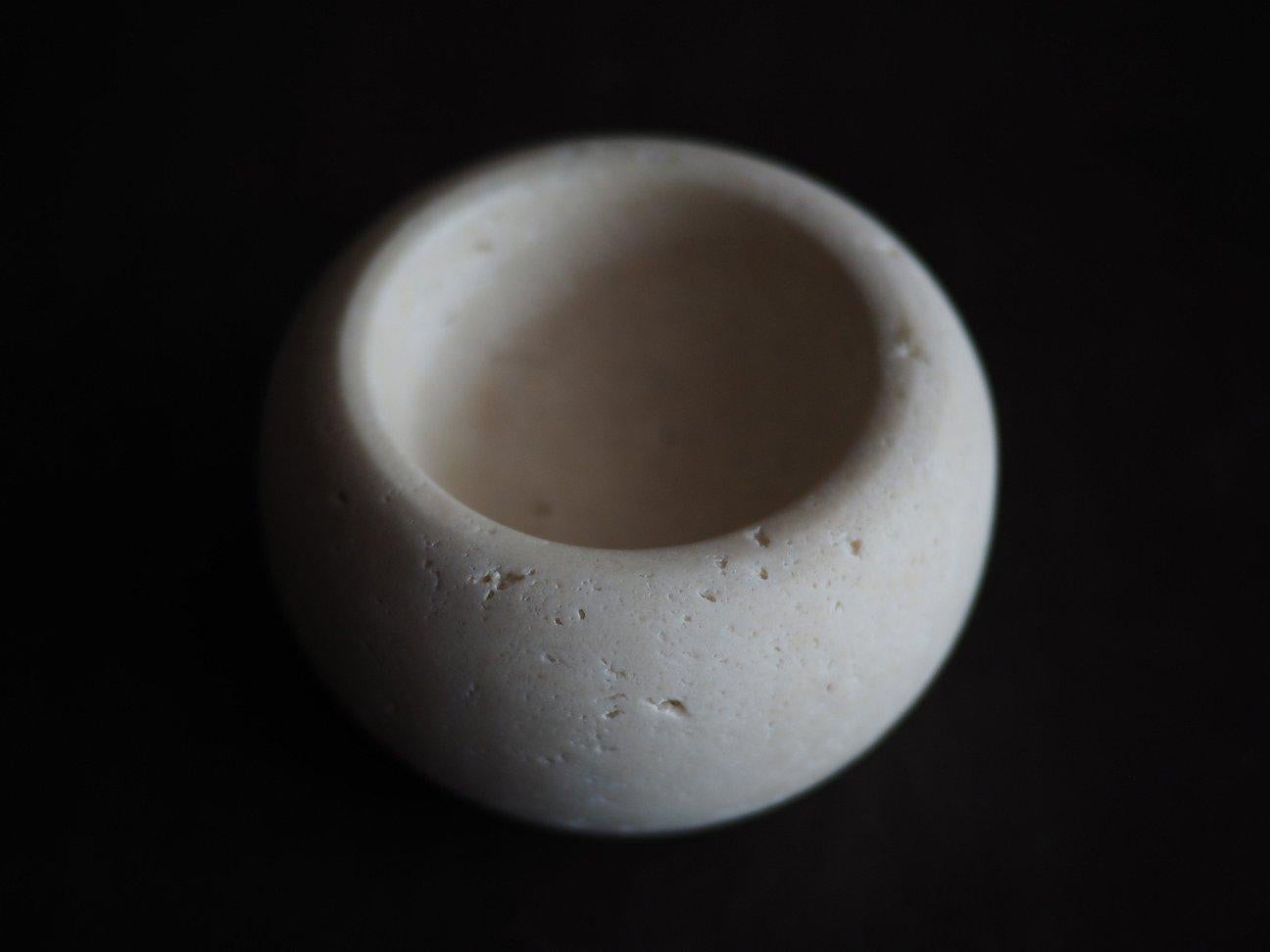 Mid-Century Modern Travertine Bowl, by Brendan Tadler in Beige Travertine For Sale